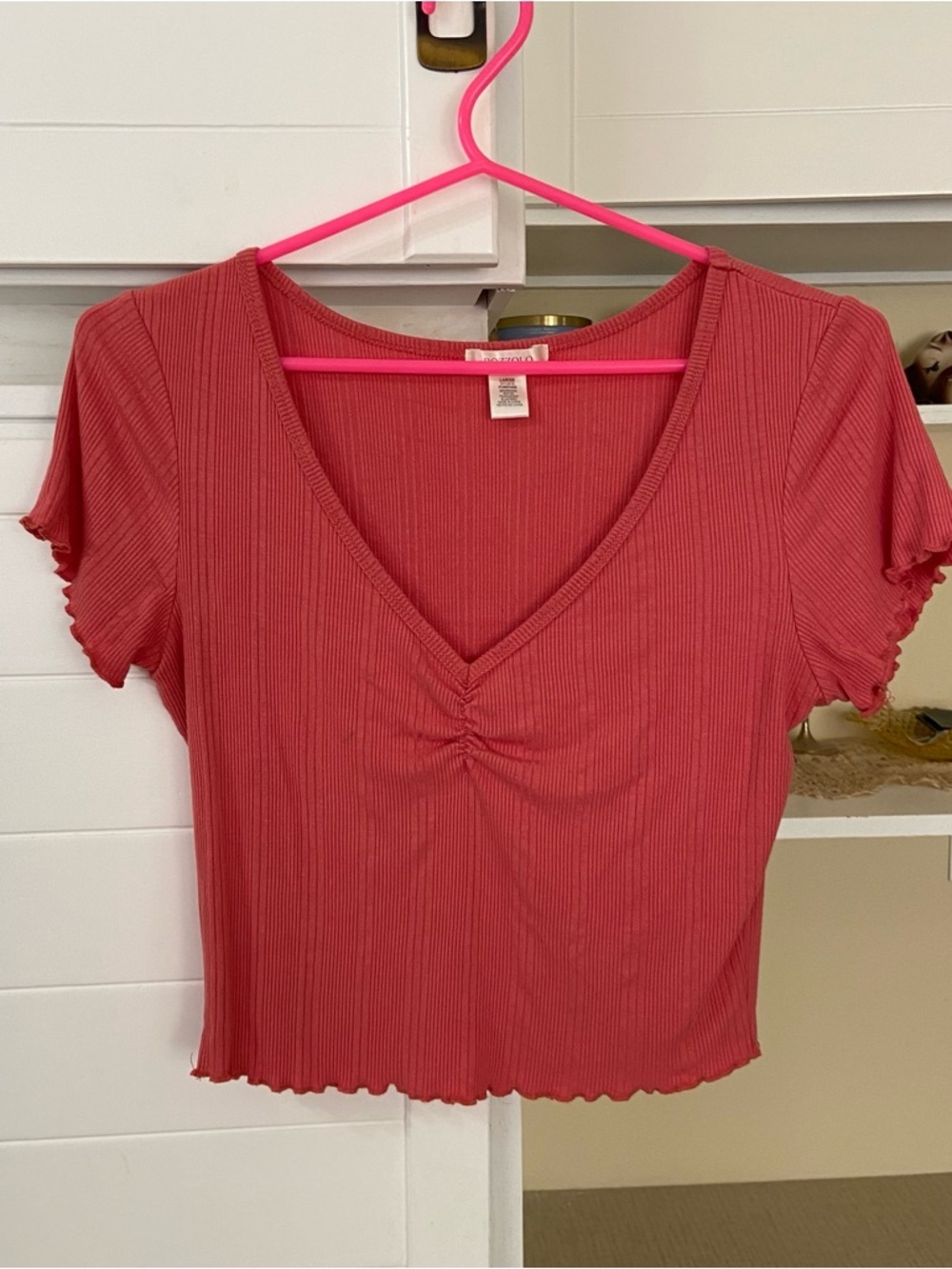 Coral Pink Short Sleeve Crop Top